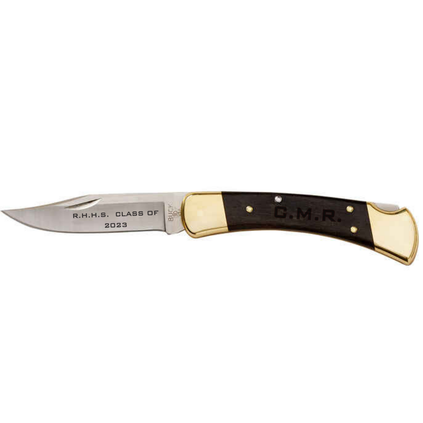Buck 110 Folding Hunter with Leather Belt Sheath Custom Laser Engraving Option