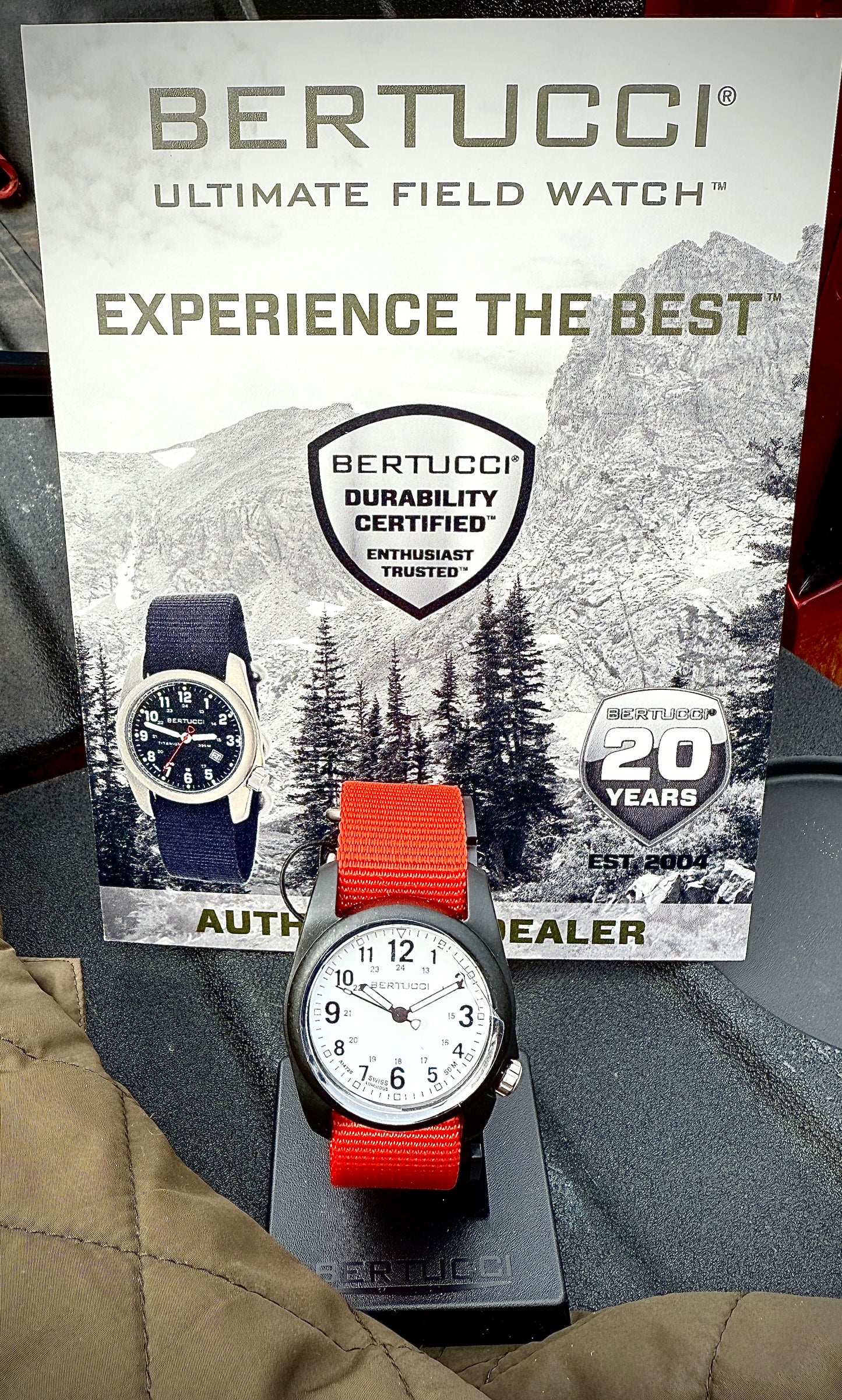 Bertucci#11144 DX3® Field™ - White Dial, International Orange/NASA Nylon Band