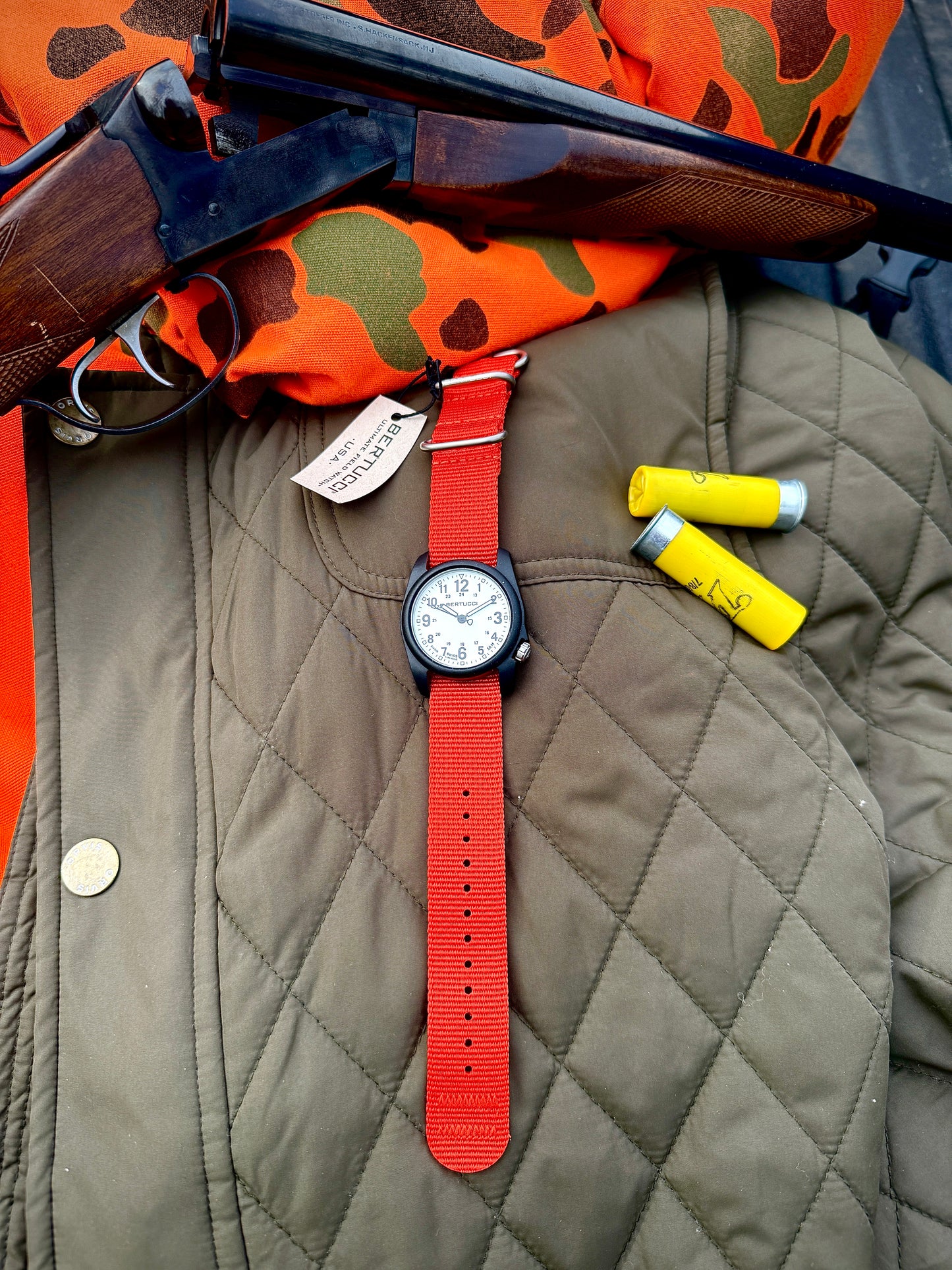 Bertucci#11144 DX3® Field™ - White Dial, International Orange/NASA Nylon Band